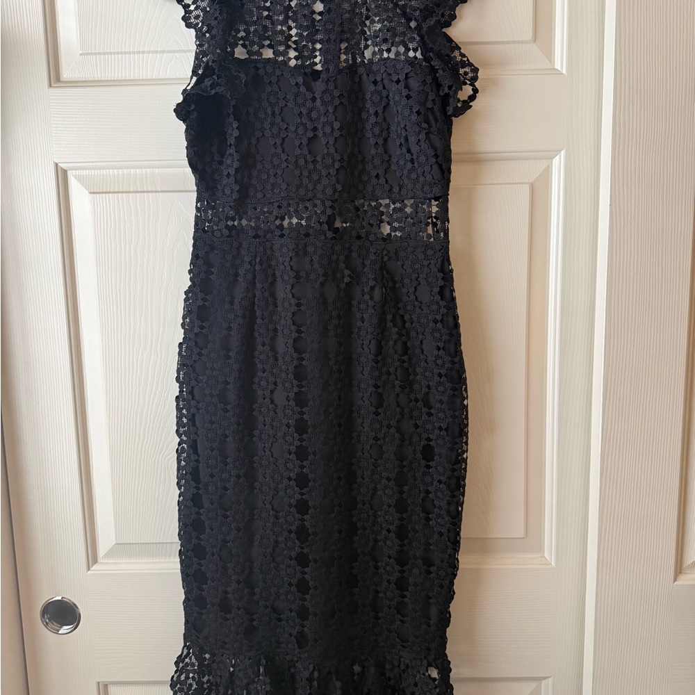 Petal & Pup Black Crochet Midi Dress